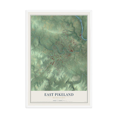 Map of East Pikeland, Pennsylvania, 12 x 18 inch print in a white wood frame