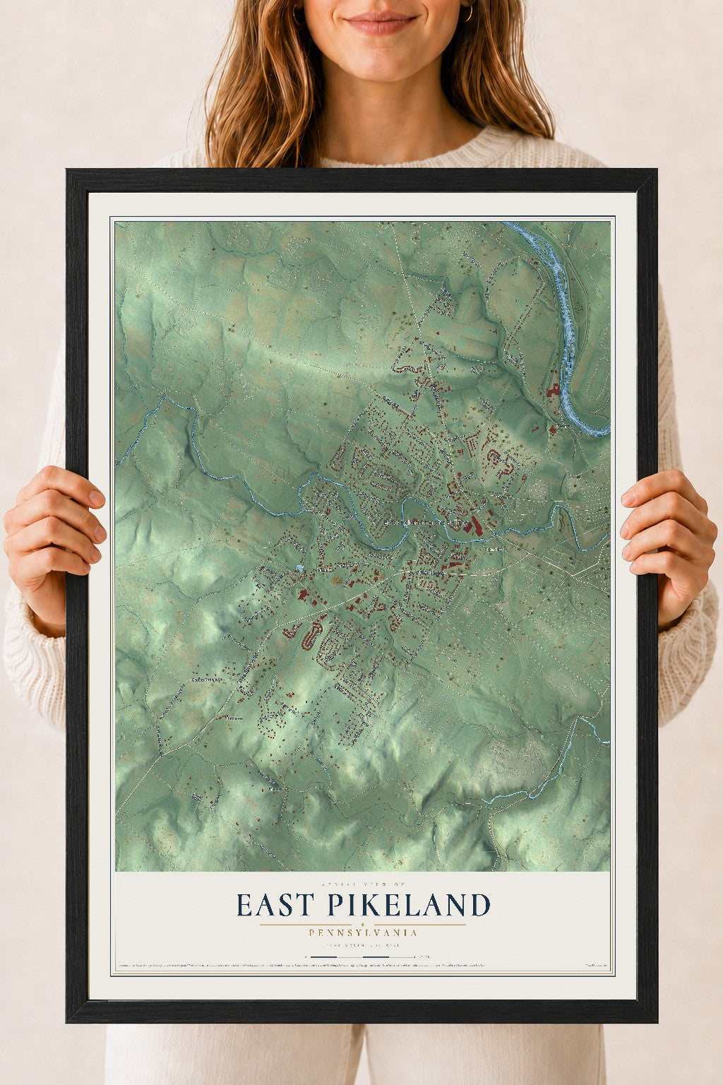 Map of East Pikeland, Pennsylvania, 18 x 24 inch print in a black wood frame