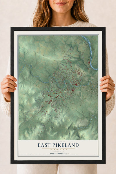 Map of East Pikeland, Pennsylvania, 18 x 24 inch print in a black wood frame