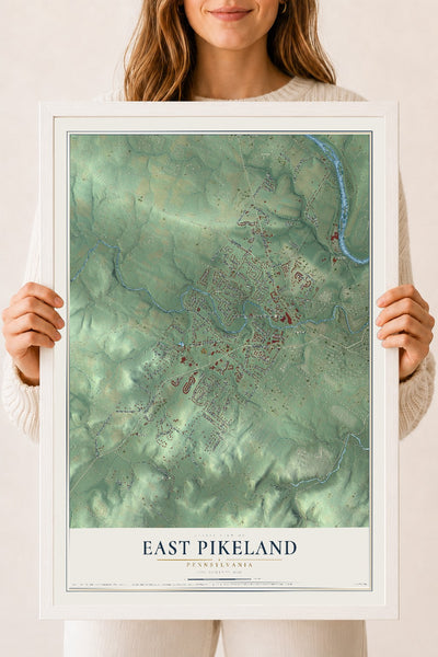 Map of East Pikeland, Pennsylvania, 18 x 24 inch print in a white wood frame