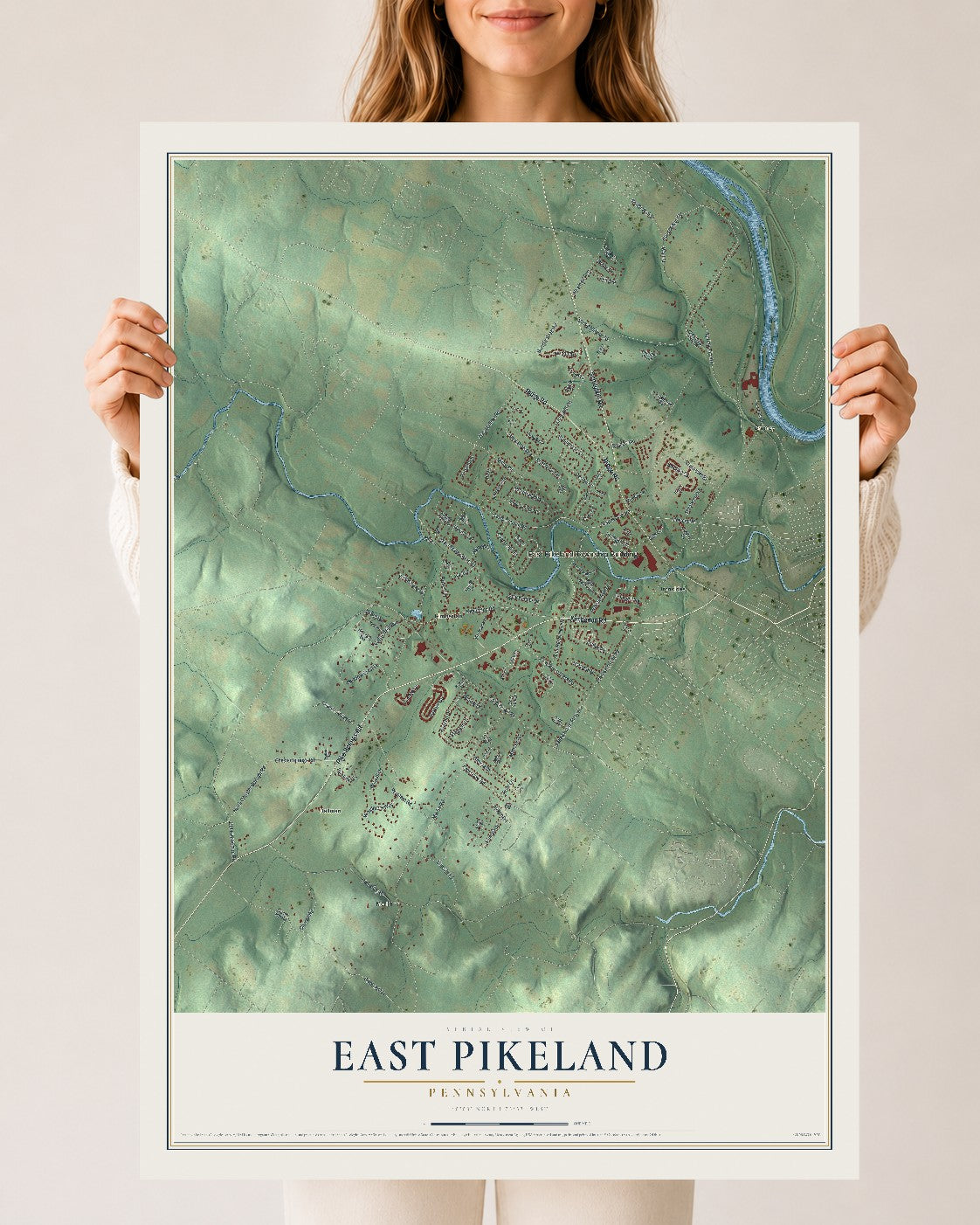 Map of East Pikeland, Pennsylvania, 24 x 36 inch unframed archival matte print