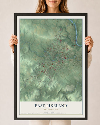 Map of East Pikeland, Pennsylvania, 24 x 36 inch print in a black wood frame
