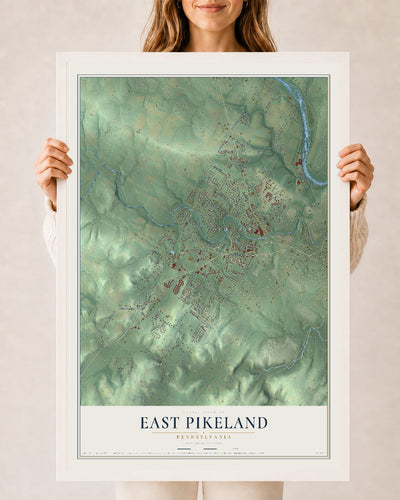 Map of East Pikeland, Pennsylvania, 24 x 36 inch print in a white wood frame