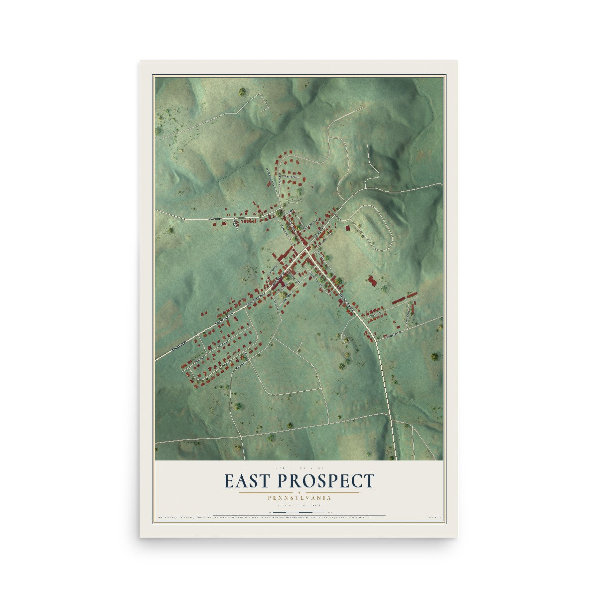 Map of East Prospect, Pennsylvania, 12 x 18 inch unframed archival matte print