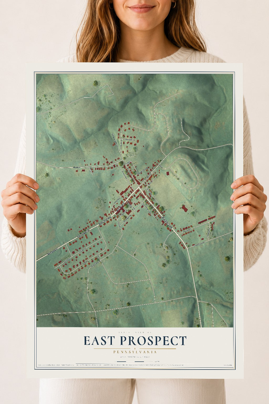 Map of East Prospect, Pennsylvania, 18 x 24 inch unframed archival matte print