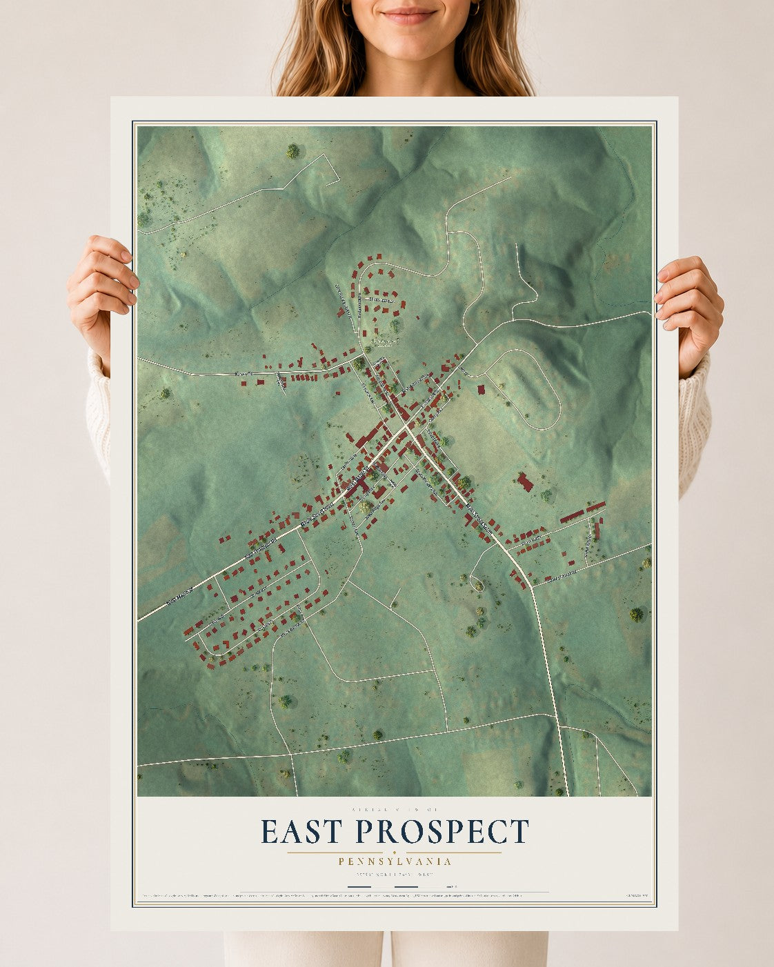 Map of East Prospect, Pennsylvania, 24 x 36 inch unframed archival matte print