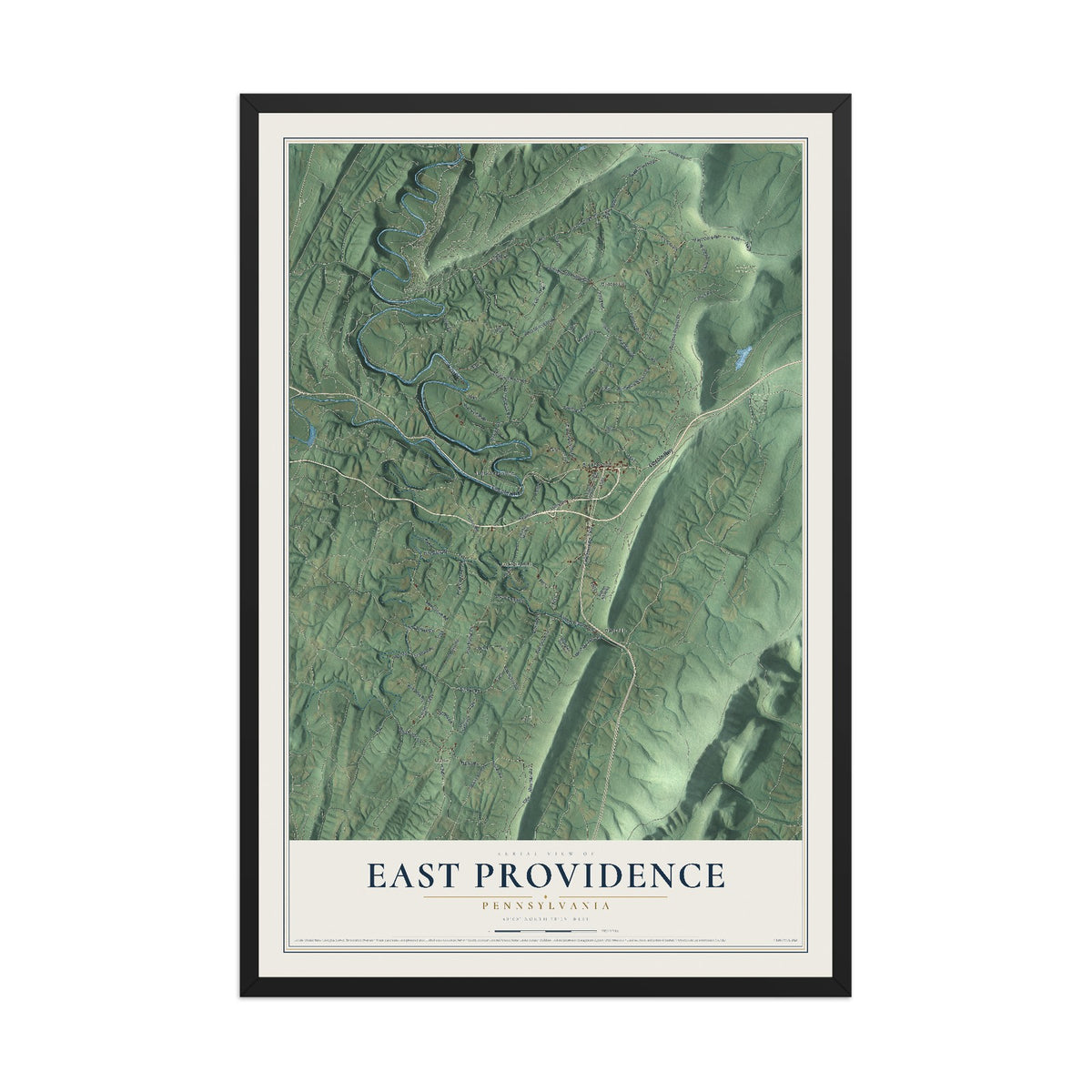Map of East Providence, Pennsylvania, 12 x 18 inch print in a black wood frame