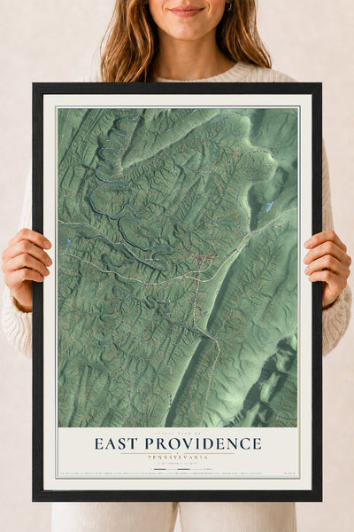 Map of East Providence, Pennsylvania, 18 x 24 inch print in a black wood frame