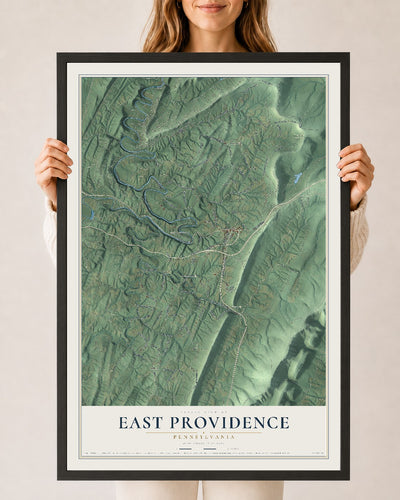 Map of East Providence, Pennsylvania, 24 x 36 inch print in a black wood frame