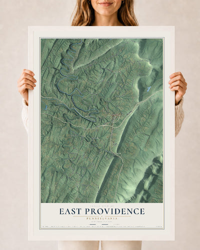 Map of East Providence, Pennsylvania, 24 x 36 inch print in a white wood frame