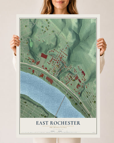 Map of East Rochester, Pennsylvania, 24 x 36 inch unframed archival matte print