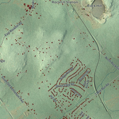 Close-up of the map of East Rockhill, Pennsylvania print showing street and building detail