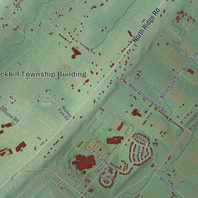 Second close-up of the map of East Rockhill, Pennsylvania print showing more streets and buildings