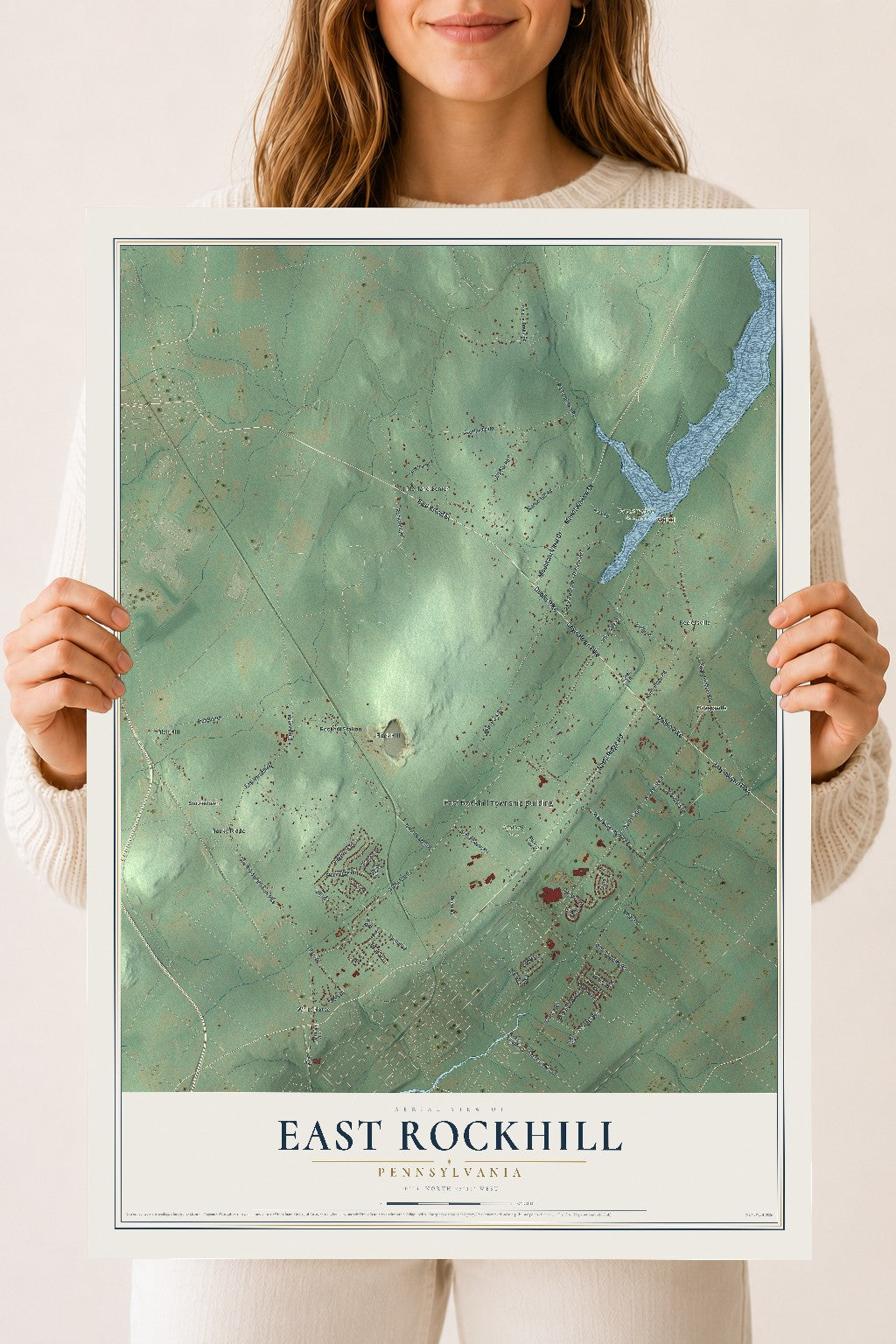 Map of East Rockhill, Pennsylvania, 18 x 24 inch unframed archival matte print