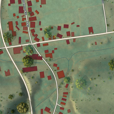 Close-up of the map of East Salem, Pennsylvania print showing street and building detail