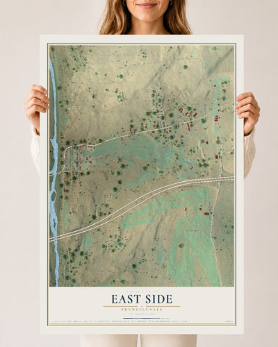 Map of East Side, Pennsylvania, 24 x 36 inch unframed archival matte print