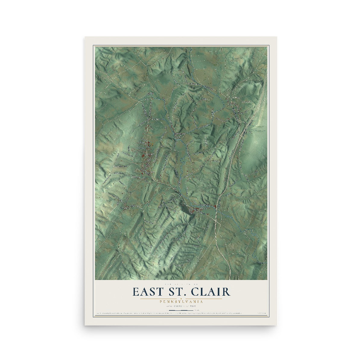 Map of East St. Clair, Pennsylvania, 12 x 18 inch unframed archival matte print