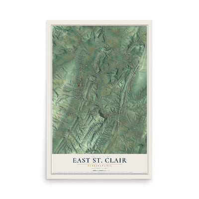 Map of East St. Clair, Pennsylvania, 12 x 18 inch unframed archival matte print