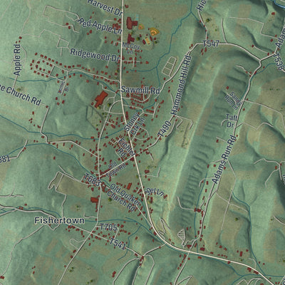 Close-up of the map of East St. Clair, Pennsylvania print showing street and building detail