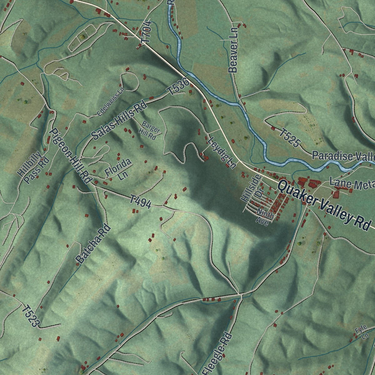 Second close-up of the map of East St. Clair, Pennsylvania print showing more streets and buildings