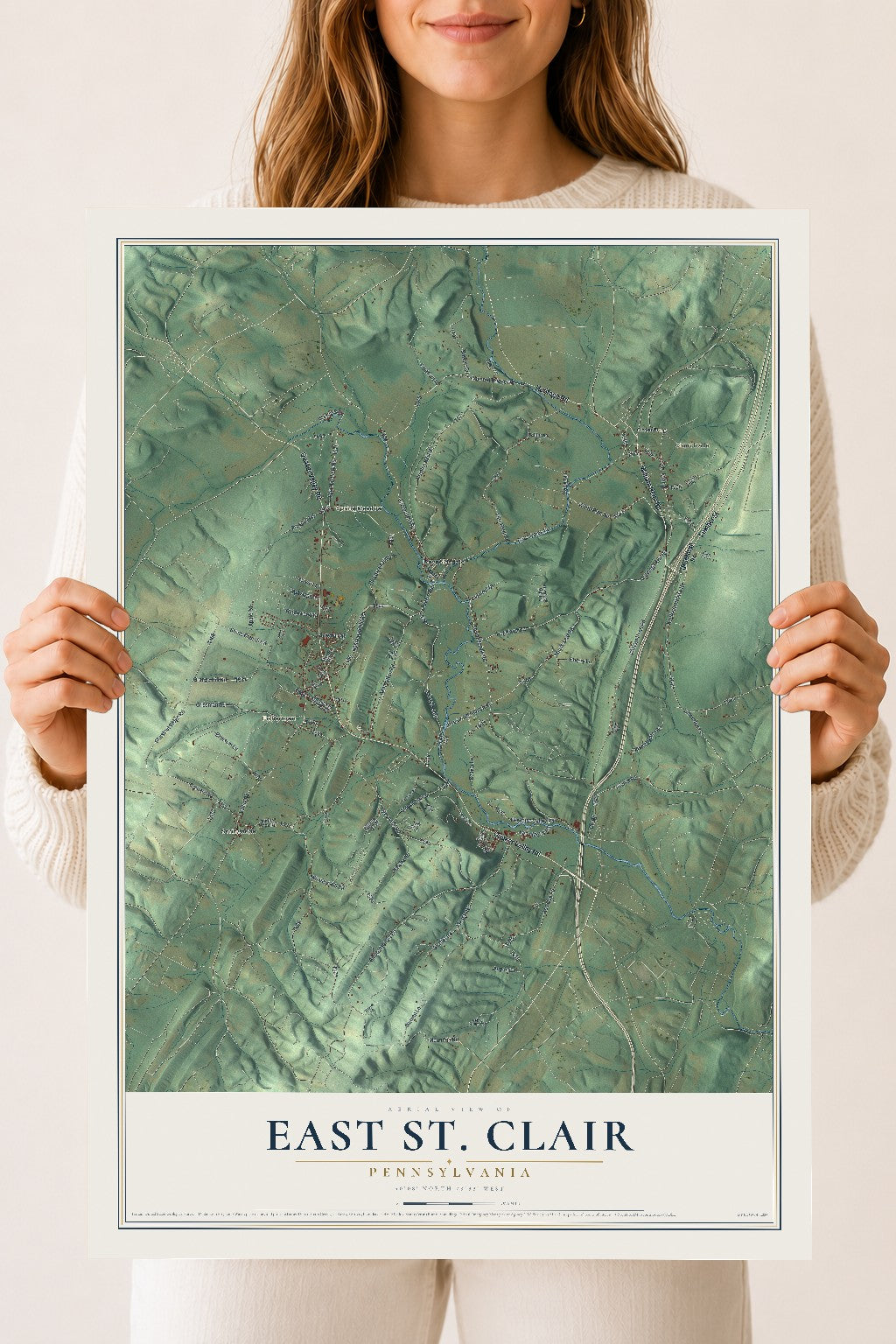 Map of East St. Clair, Pennsylvania, 18 x 24 inch unframed archival matte print
