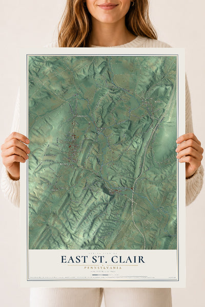 Map of East St. Clair, Pennsylvania, 18 x 24 inch unframed archival matte print