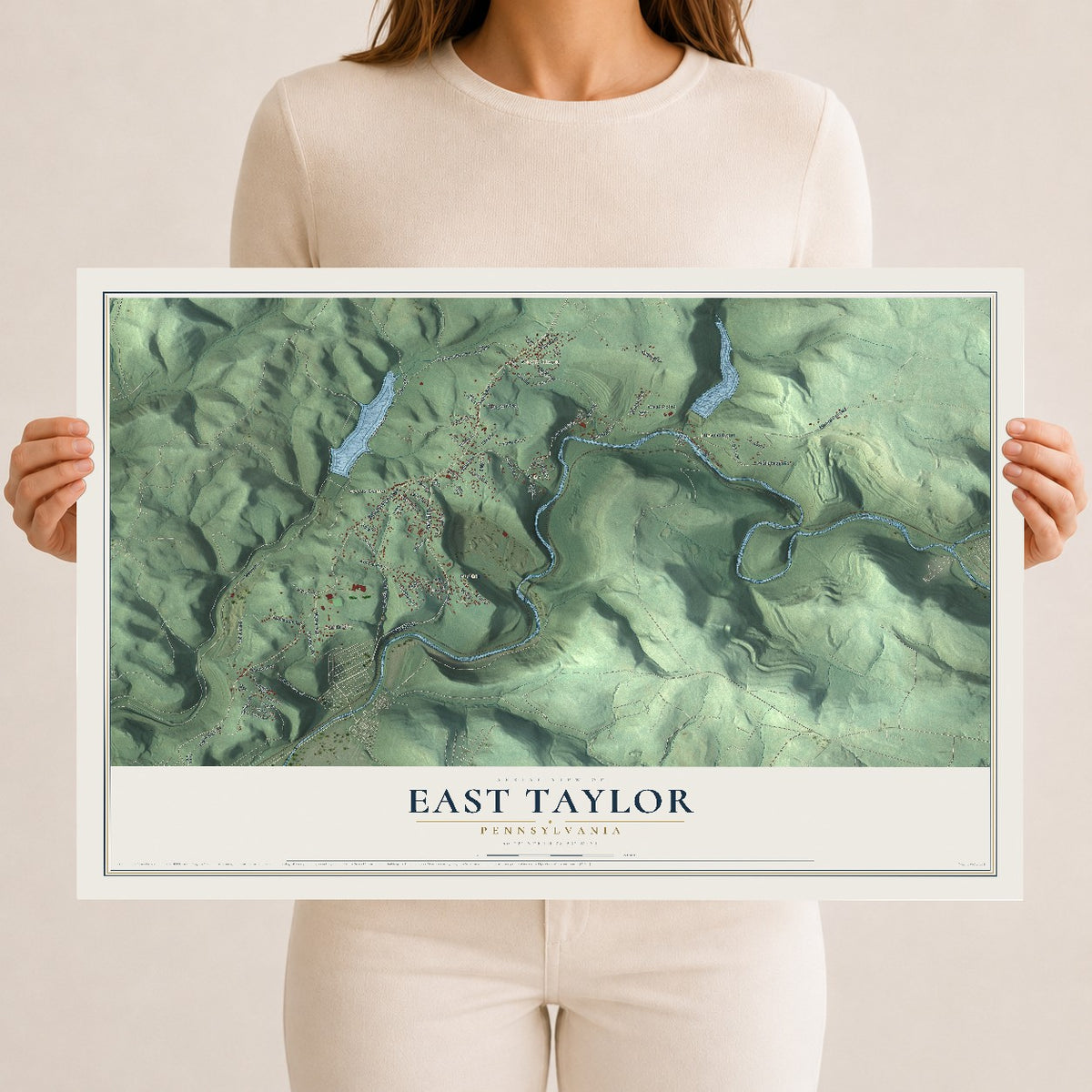 Map of East Taylor, Pennsylvania, 12 x 18 inch unframed archival matte print