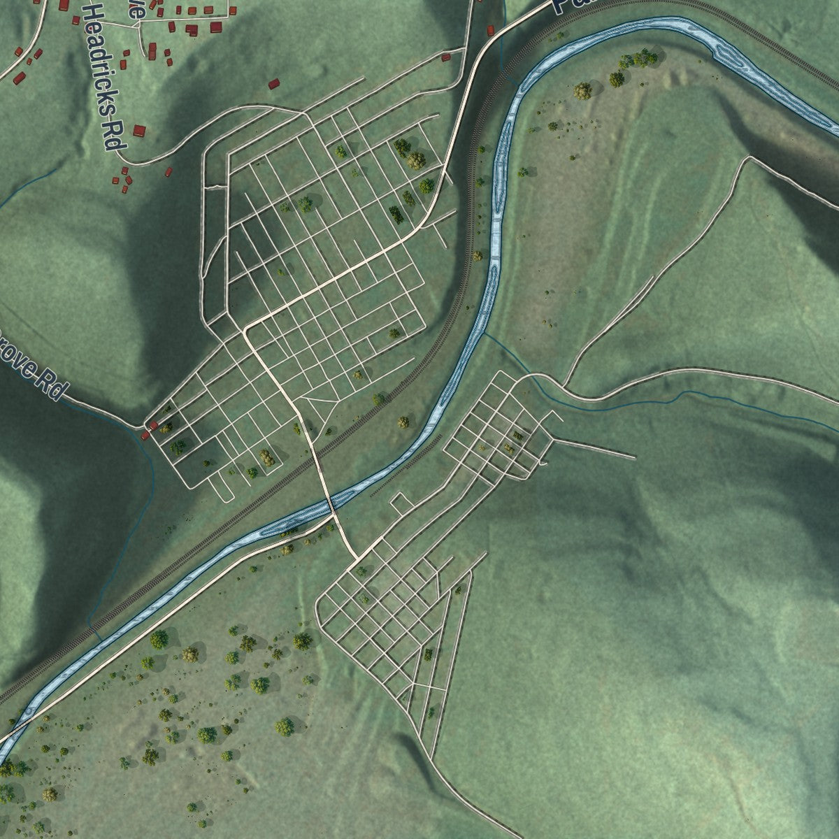 Second close-up of the map of East Taylor, Pennsylvania print showing more streets and buildings
