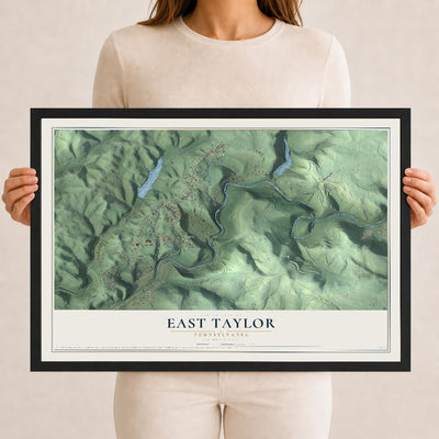 Map of East Taylor, Pennsylvania, 12 x 18 inch print in a black wood frame