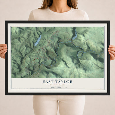 Map of East Taylor, Pennsylvania, 18 x 24 inch print in a black wood frame