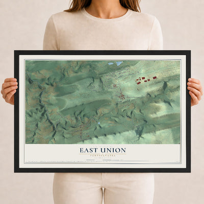 Map of East Union, Pennsylvania, 12 x 18 inch print in a black wood frame