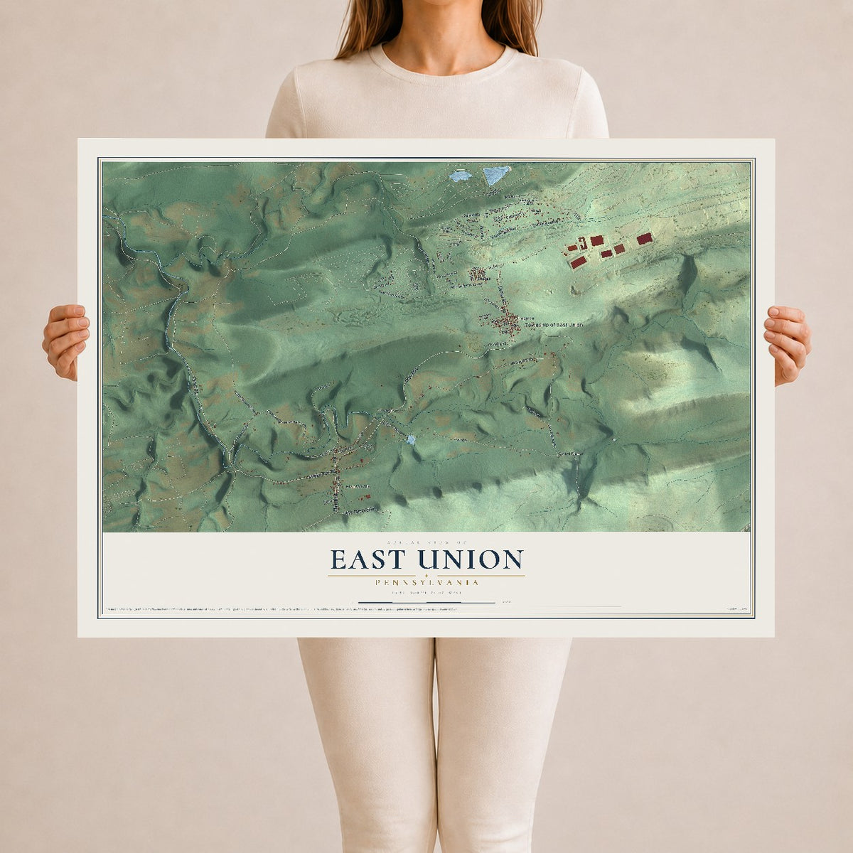 Map of East Union, Pennsylvania, 24 x 36 inch unframed archival matte print