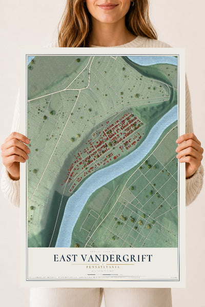Map of East Vandergrift, Pennsylvania, 18 x 24 inch unframed archival matte print