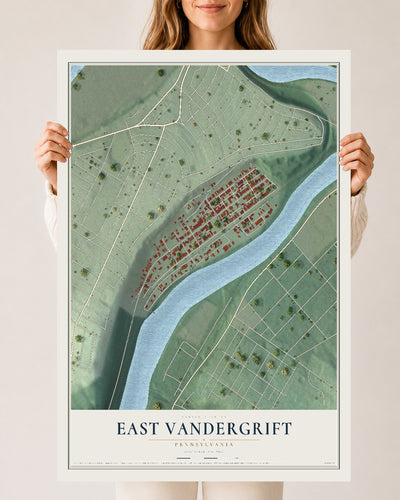 Map of East Vandergrift, Pennsylvania, 24 x 36 inch unframed archival matte print