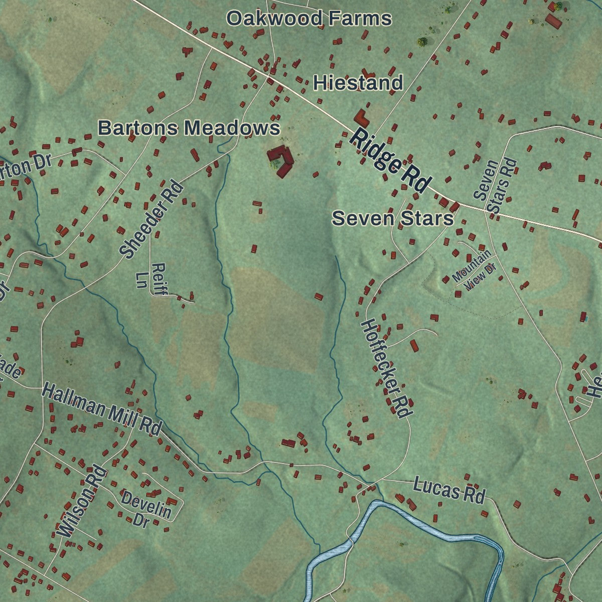 Second close-up of the map of East Vincent, Pennsylvania print showing more streets and buildings