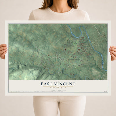 Map of East Vincent, Pennsylvania, 18 x 24 inch unframed archival matte print