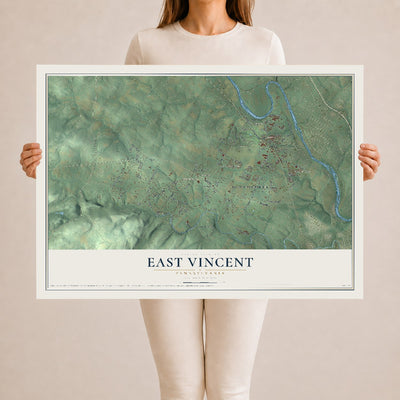 Map of East Vincent, Pennsylvania, 24 x 36 inch unframed archival matte print