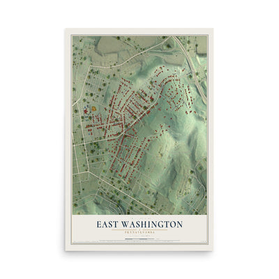 Map of East Washington, Pennsylvania, 12 x 18 inch unframed archival matte print