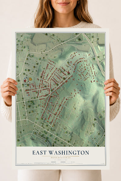 Map of East Washington, Pennsylvania, 18 x 24 inch unframed archival matte print