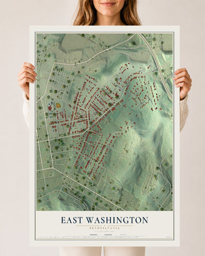 Map of East Washington, Pennsylvania, 24 x 36 inch unframed archival matte print