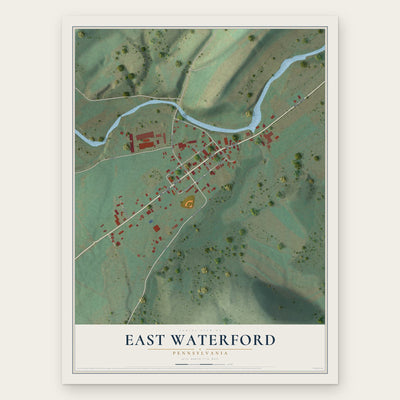 East Waterford, Pennsylvania map print, the full design