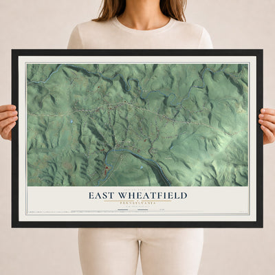 Map of East Wheatfield, Pennsylvania, 18 x 24 inch print in a black wood frame