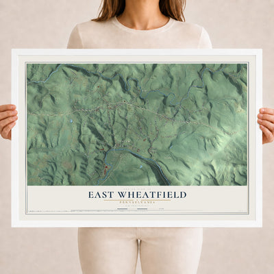 Map of East Wheatfield, Pennsylvania, 18 x 24 inch print in a white wood frame