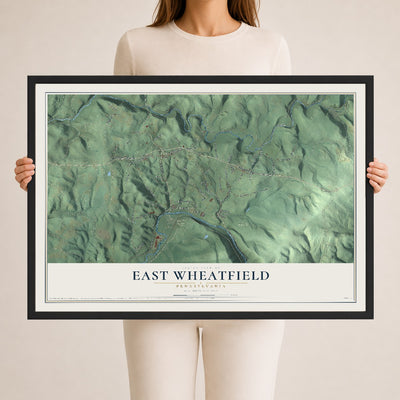 Map of East Wheatfield, Pennsylvania, 24 x 36 inch print in a black wood frame