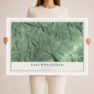 Map of East Wheatfield, Pennsylvania, 24 x 36 inch print in a white wood frame
