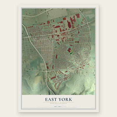 East York, Pennsylvania map print, the full design