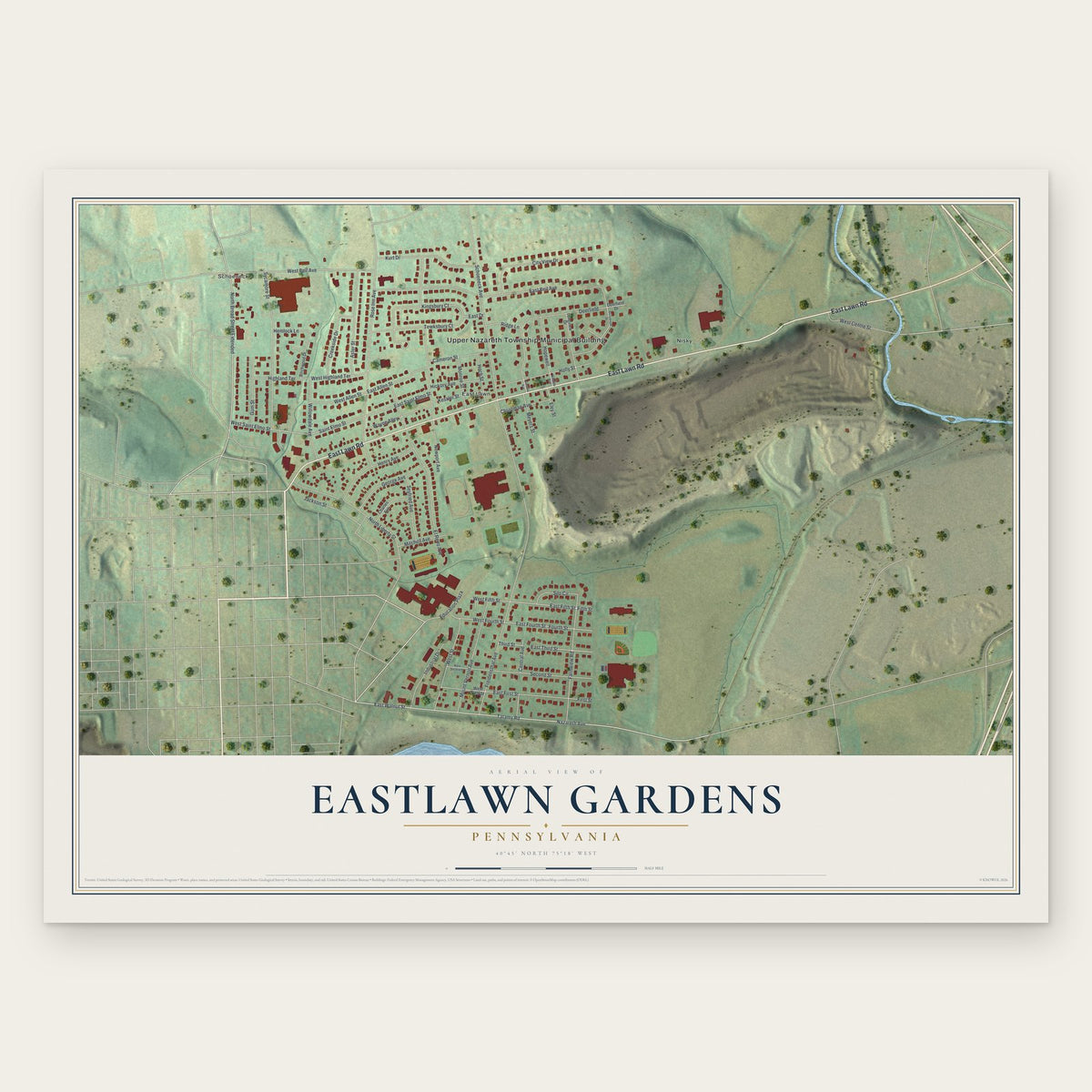 Eastlawn Gardens, Pennsylvania map print, the full design