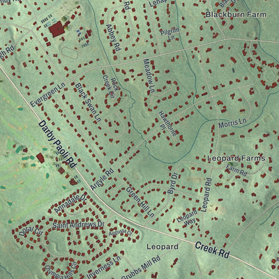 Second close-up of the map of Easttown, Pennsylvania print showing more streets and buildings