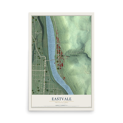 Map of Eastvale, Pennsylvania, 12 x 18 inch unframed archival matte print
