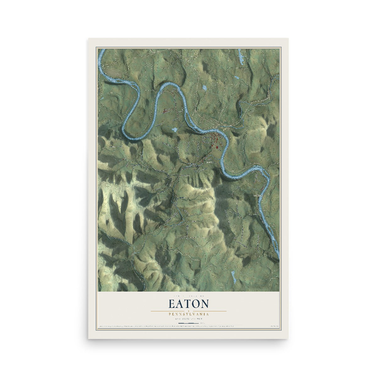 Map of Eaton, Pennsylvania, 12 x 18 inch unframed archival matte print